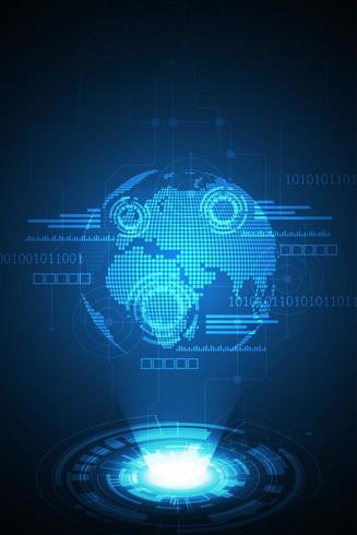 Digitaal globaal wereldkaarthologram vector