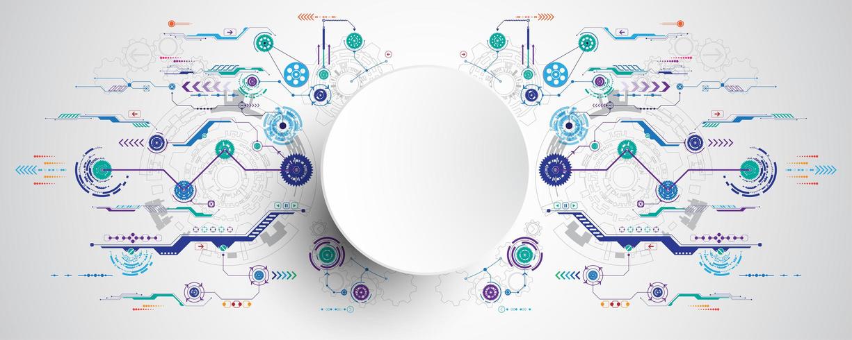 3d technologiecirkel met kleurrijke kringenachtergrond vector