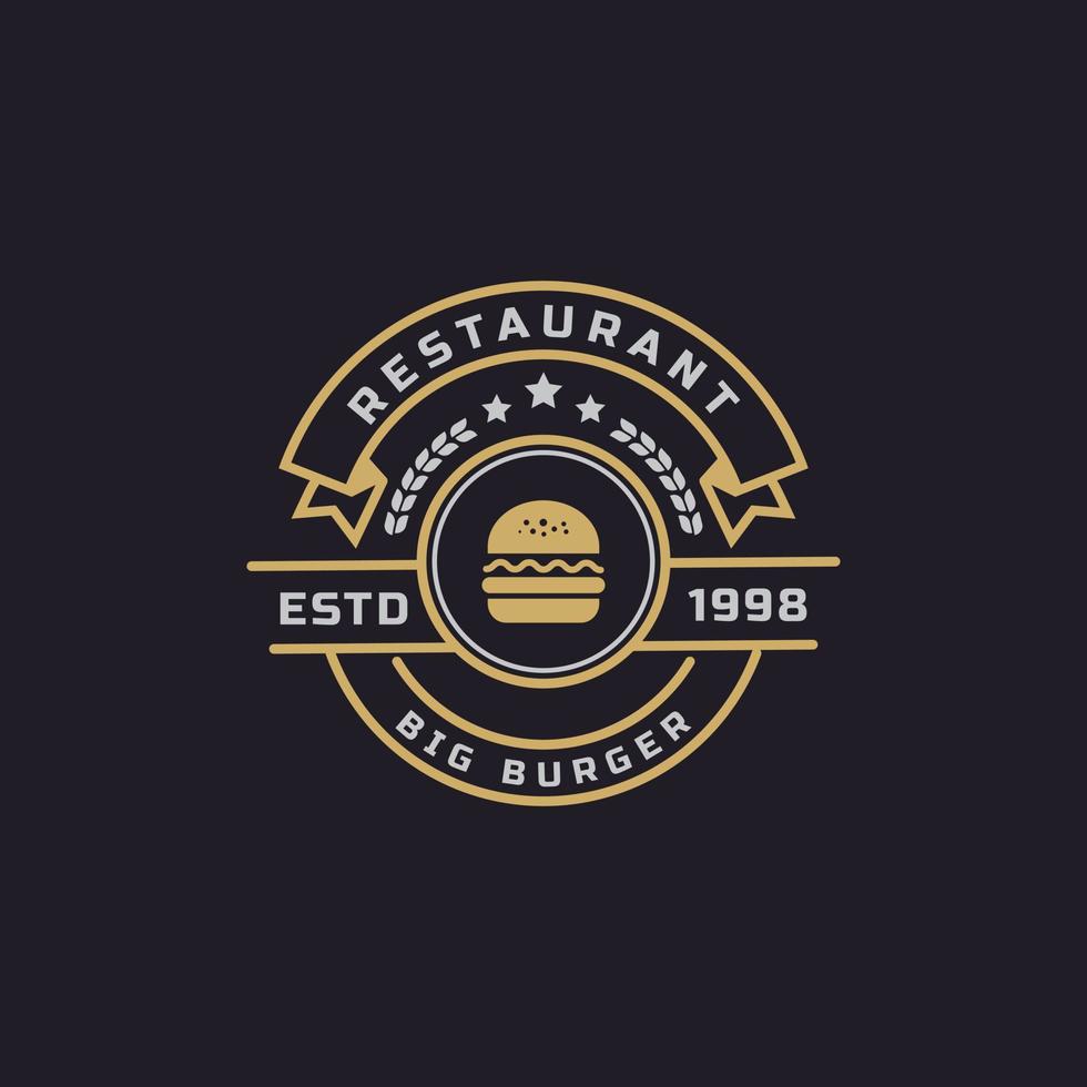 vintage retro badge ham beef burger voor fast food restaurant logo ontwerp inspiratie vector
