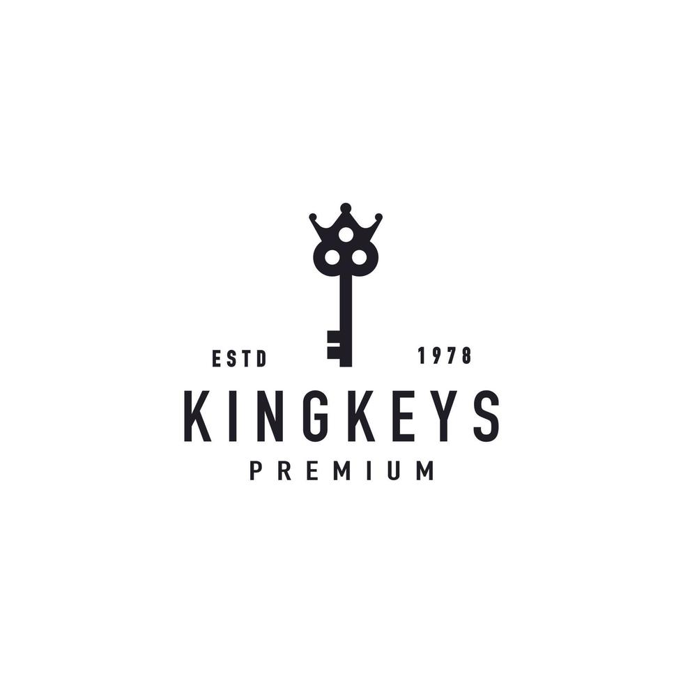 vintage sleutel kroon koning en koningin hipster logo vector ontwerp inspiratie