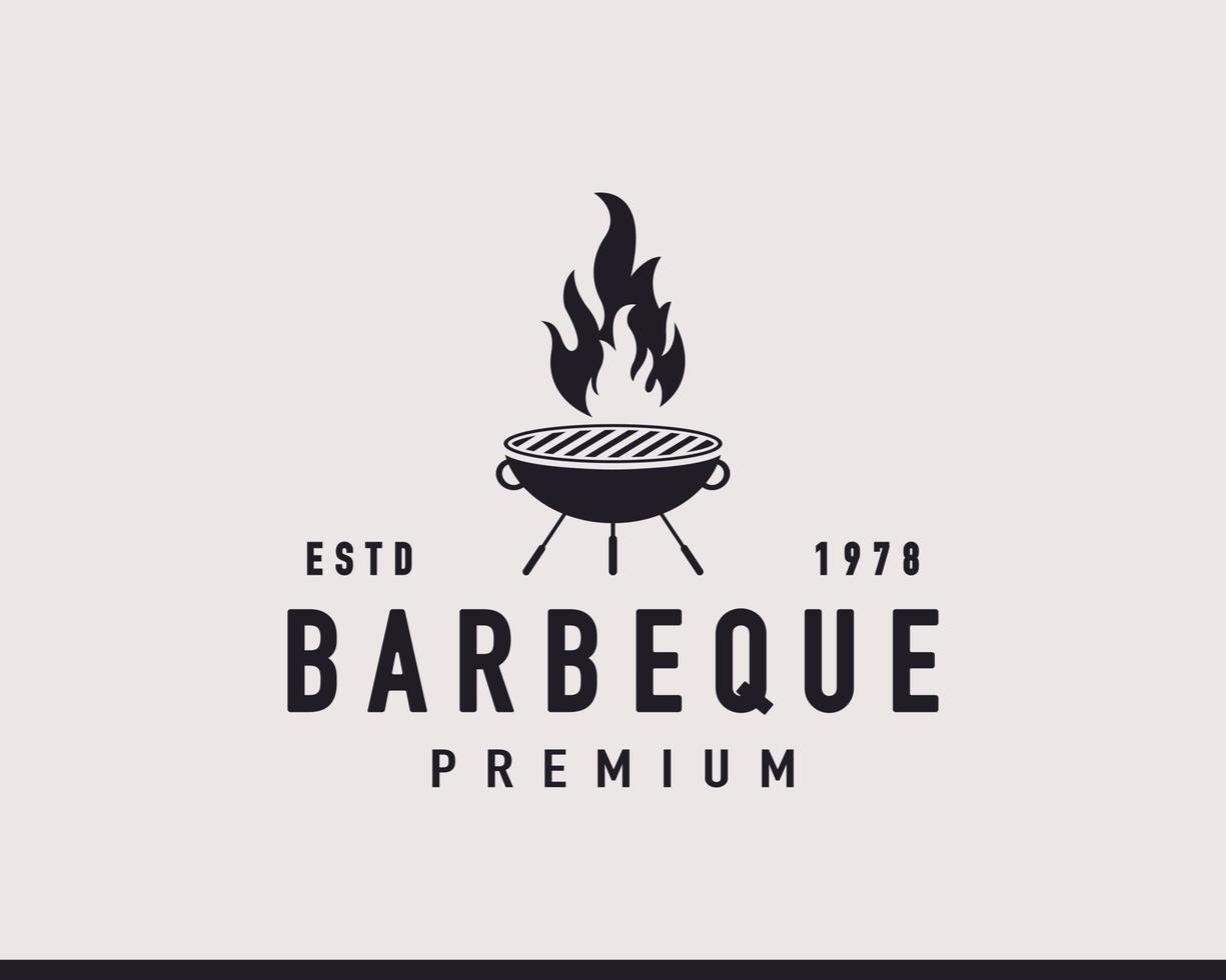 vintage retro label badge embleem barbecue houtskool grill hipster logo inspiratie vector