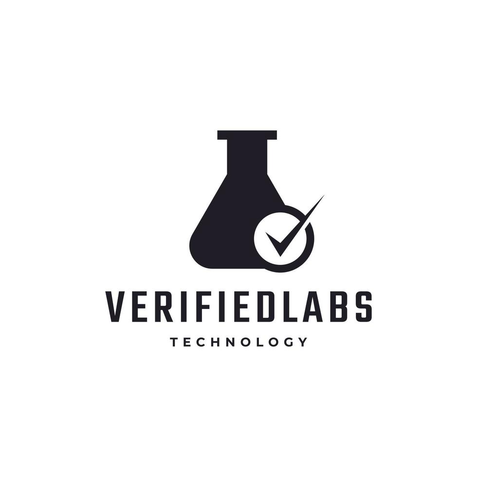 laboratorium lab check geverifieerd logo vector ontwerp inspiratie