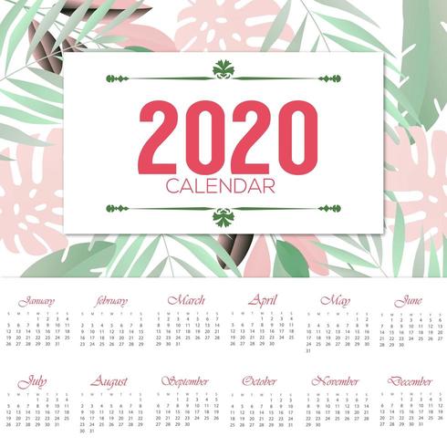 mooi bloemen 2020 kalenderontwerp vector