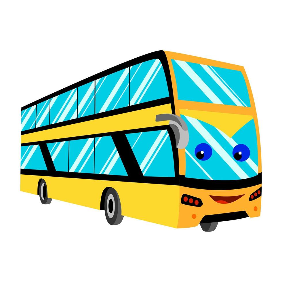 cartoon gele dubbeldekker bus met ogen. stadsvervoer. vector