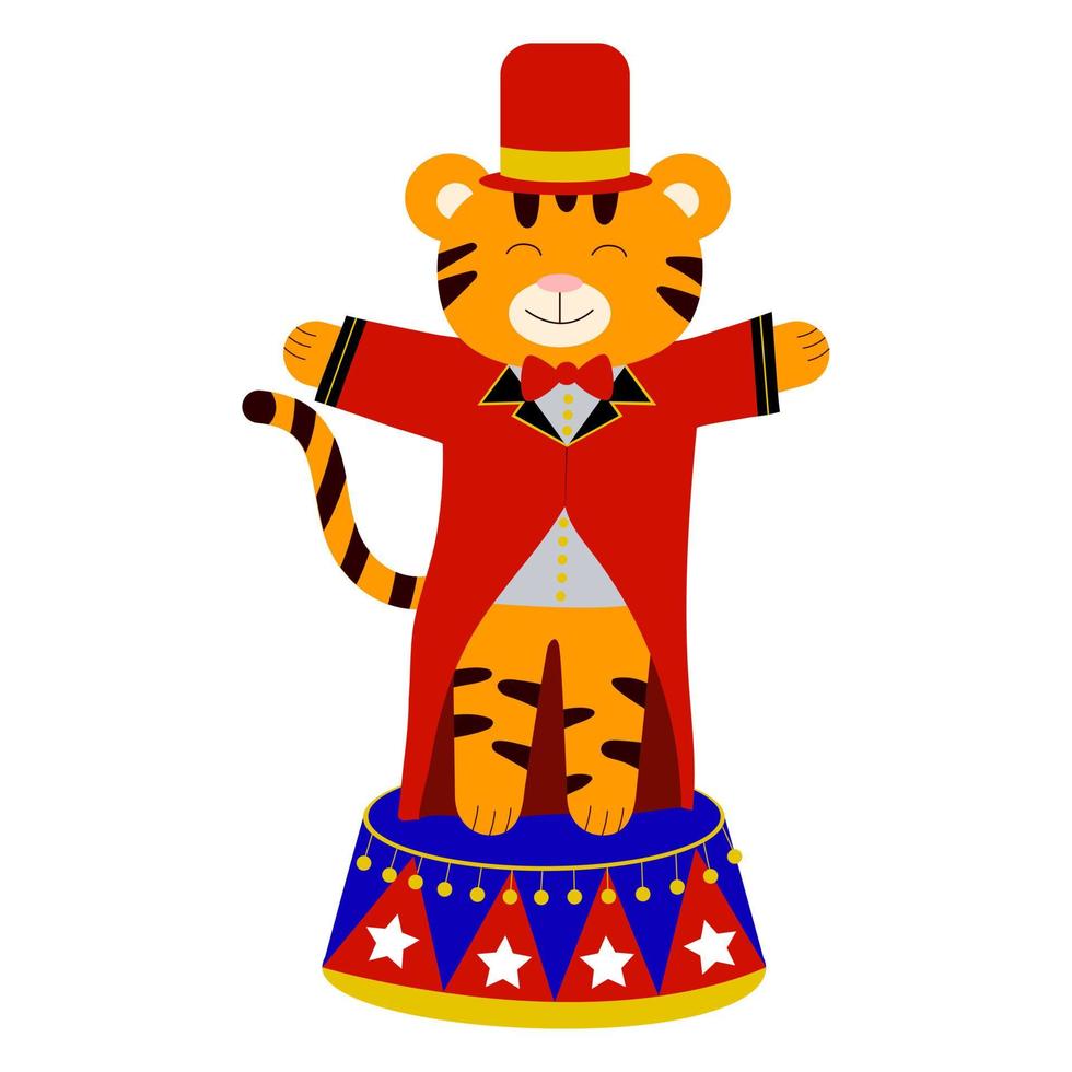 cartoon vectorillustratie voor kinderen, tijger in het circus, vector