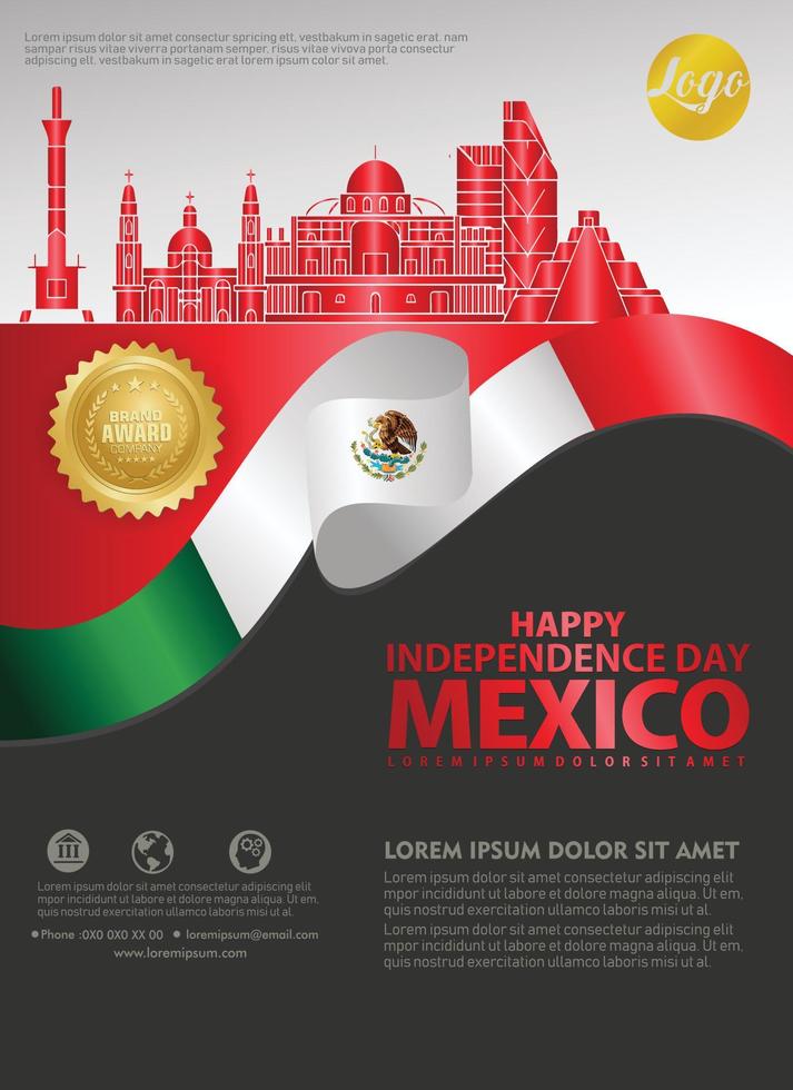 mexico happy onafhankelijkheidsdag achtergrond sjabloon voor een poster folder en brochure voor publicaties evenement vector