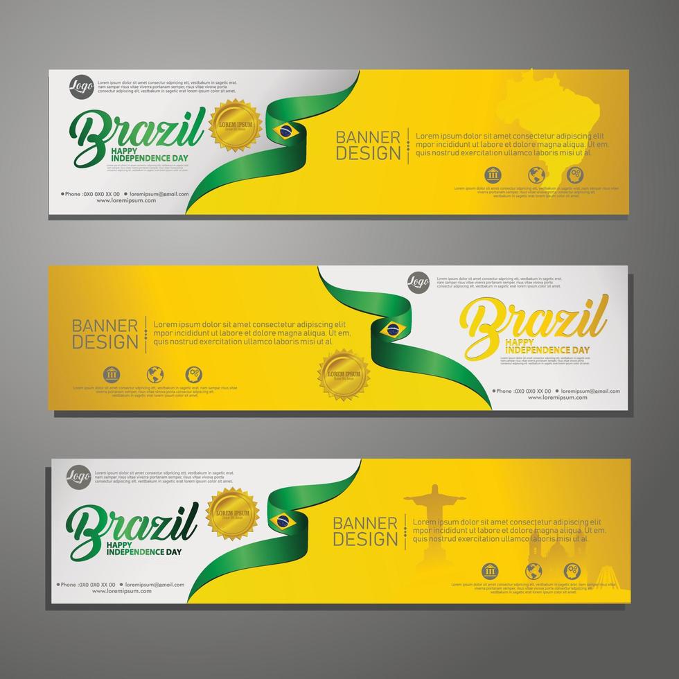 set banner ontwerpsjabloon onafhankelijkheidsdag brazilië moderne achtergrond vector