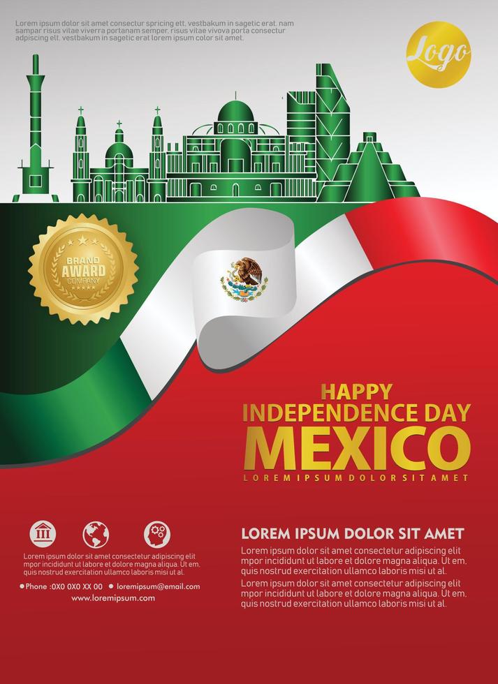 mexico happy onafhankelijkheidsdag achtergrond sjabloon voor een poster folder en brochure voor publicaties evenement vector