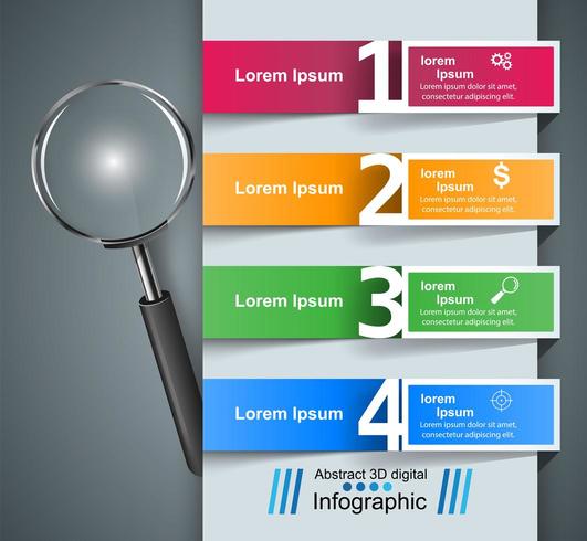 Zakelijke infographics. Loep pictogram. vector