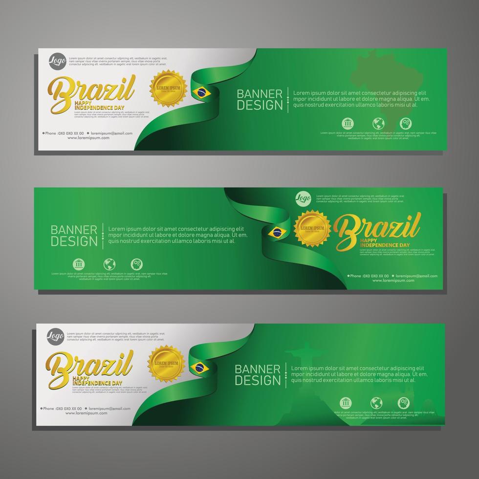 set banner ontwerpsjabloon onafhankelijkheidsdag brazilië moderne achtergrond vector