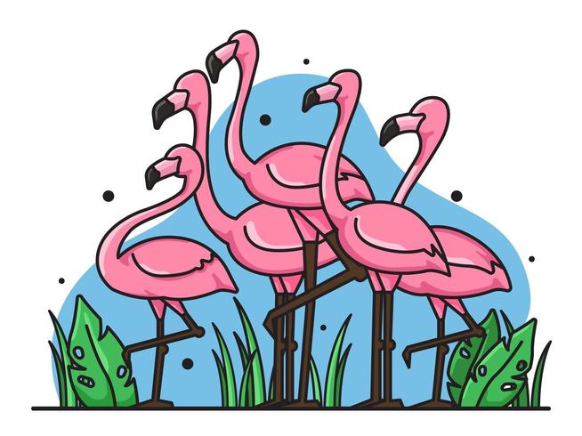 set van schattige flamingo&#39;s vector