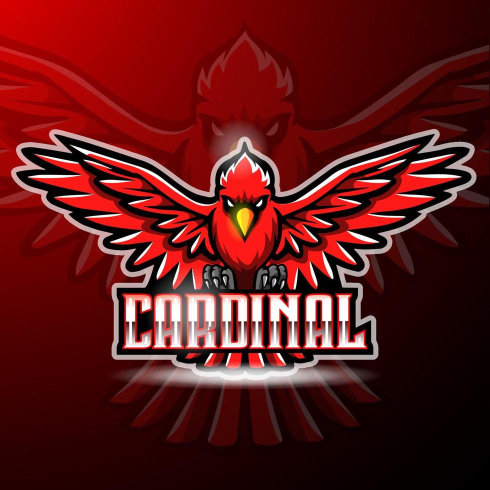 kardinaal vogel esport logo mascotte ontwerp vector