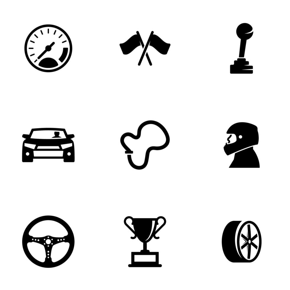 set van eenvoudige pictogrammen op een thema race, vector, ontwerp, collectie, flat, teken, symbool, element, object, illustratie, geïsoleerd. witte achtergrond vector