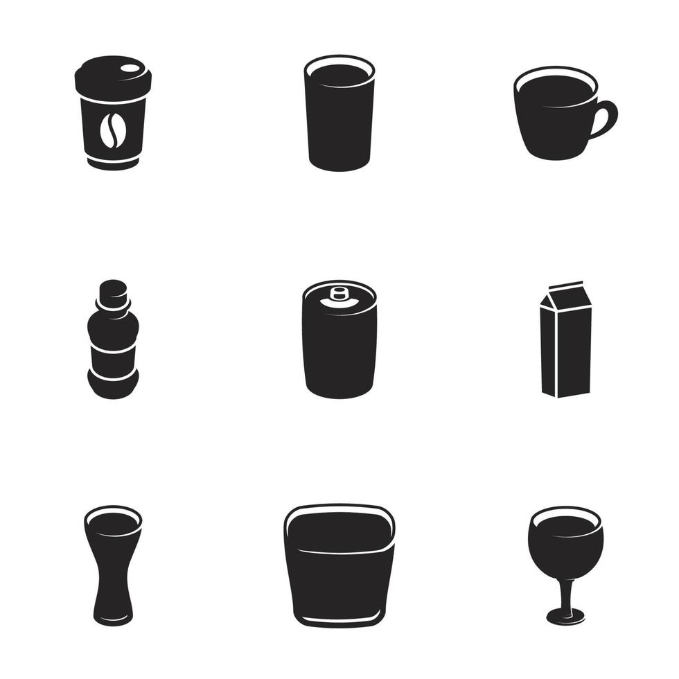 pictogrammen voor thema dranken, vector, pictogram, set. witte achtergrond vector