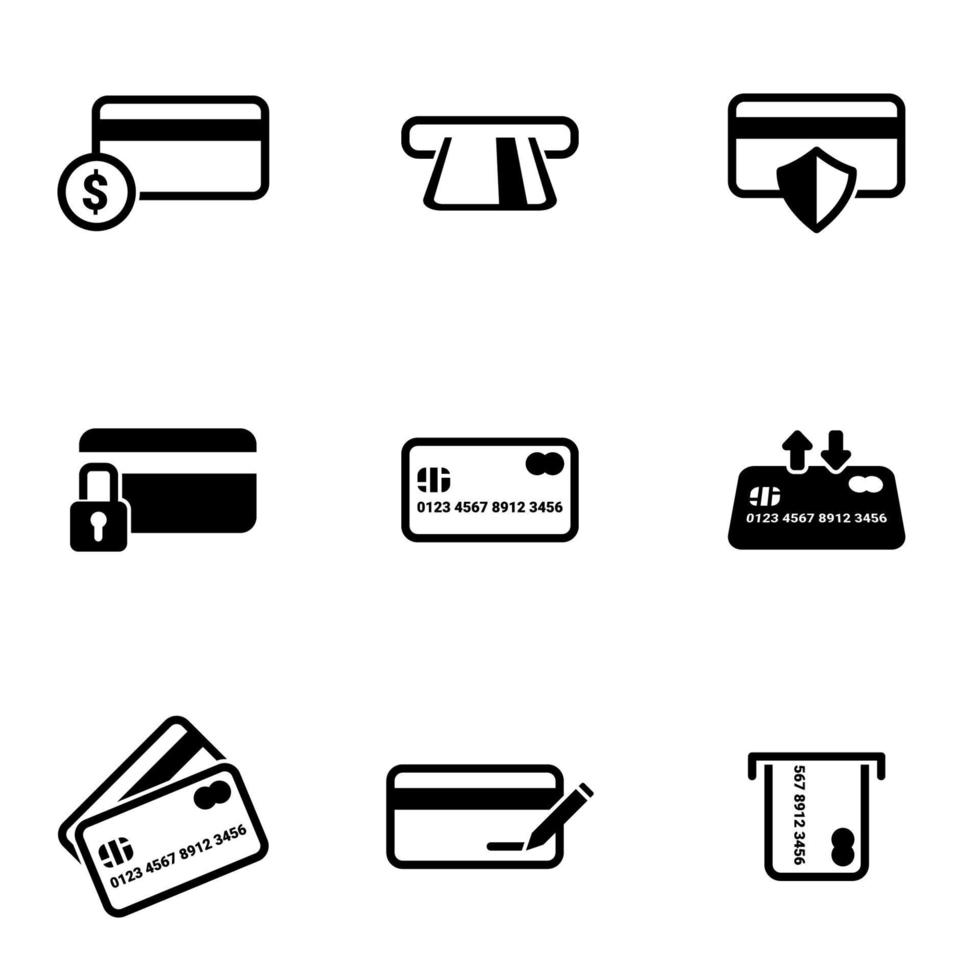 set van eenvoudige pictogrammen op een thema betaling, creditcard, geld, vector, set. witte achtergrond vector