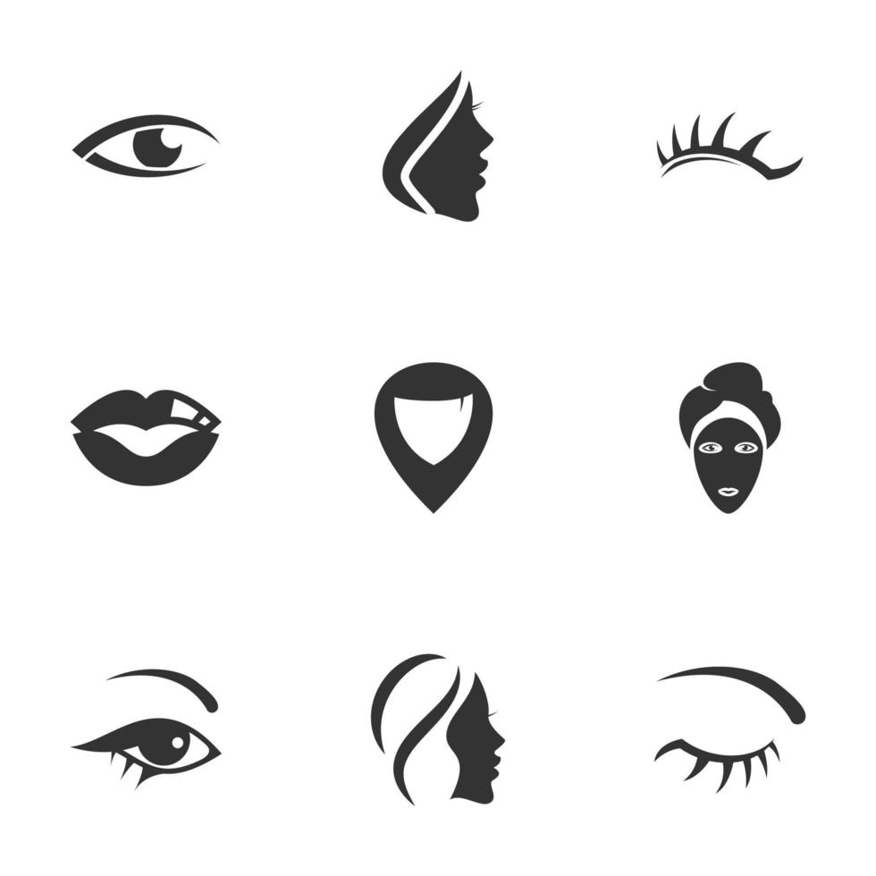 pictogrammen voor het gezicht van het themameisje. witte achtergrond vector