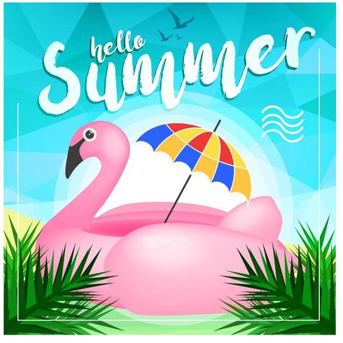 Flamingo zomerdag achtergrond vector