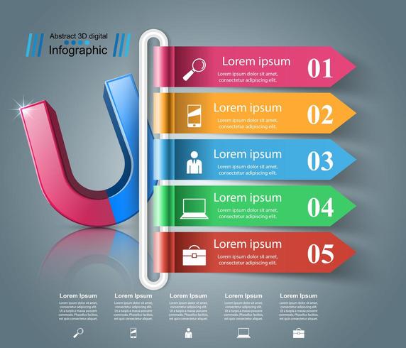 Magneet realistisch pictogram. Zakelijke infographic. vector