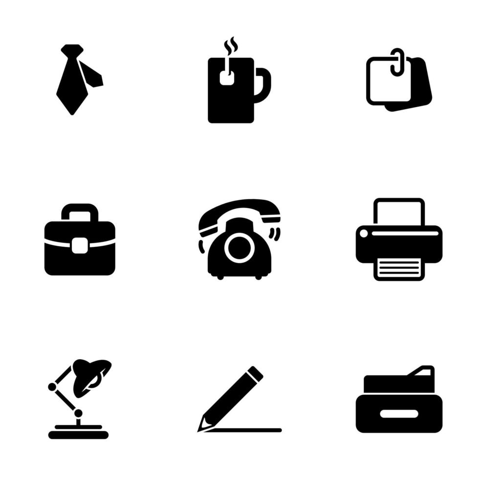 set van eenvoudige pictogrammen op een thema kantoor, werk, business, vector, set. witte achtergrond vector