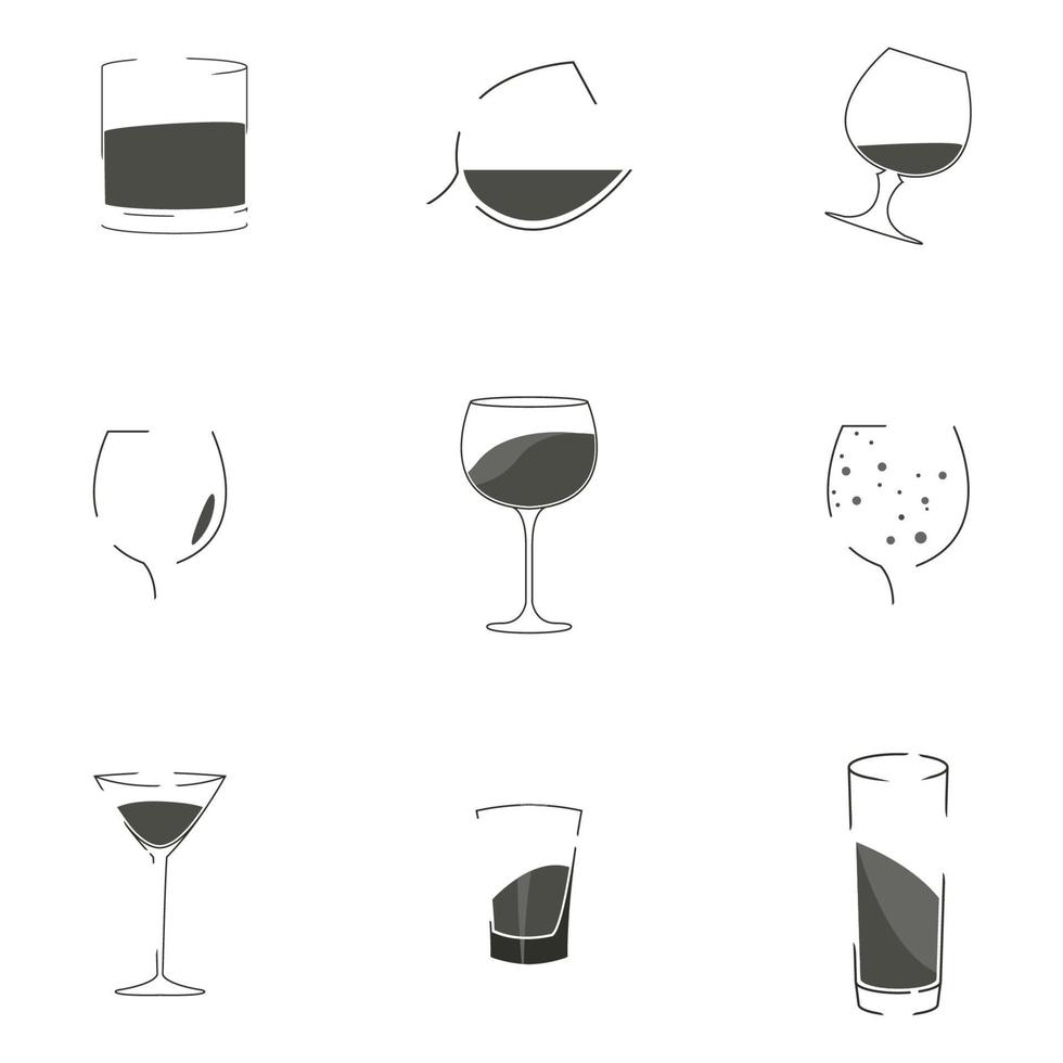 vectorillustratie op het thema wijnglazen vector