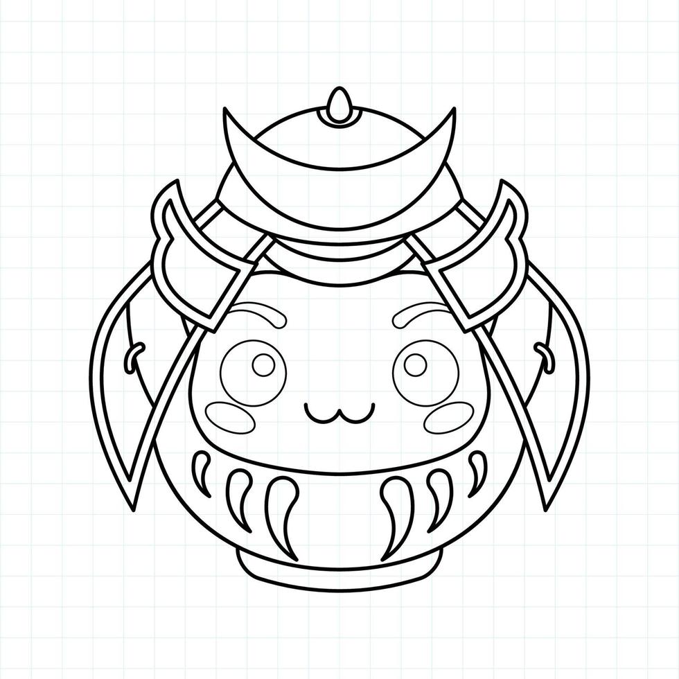 hand getrokken daruma pop kleurplaat, vector illustratie eps.10