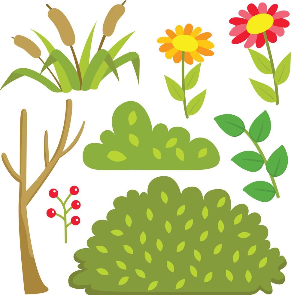 natuurgroenten vector clipart bladeren en bloemen