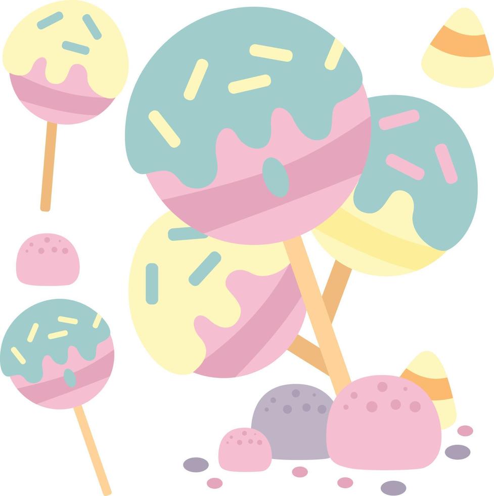 snoepjes in candyland vector met schattige kinderset