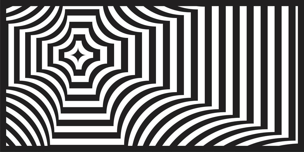 Zwart en wit op-art geometrisch perspectiefpatroon vector