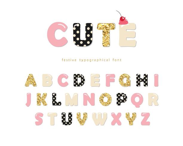 Schattig girly lettertype. vector