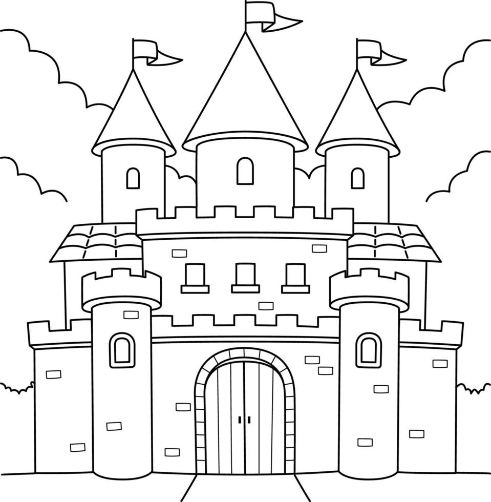 koninklijk kasteel kleurplaat voor kinderen vector