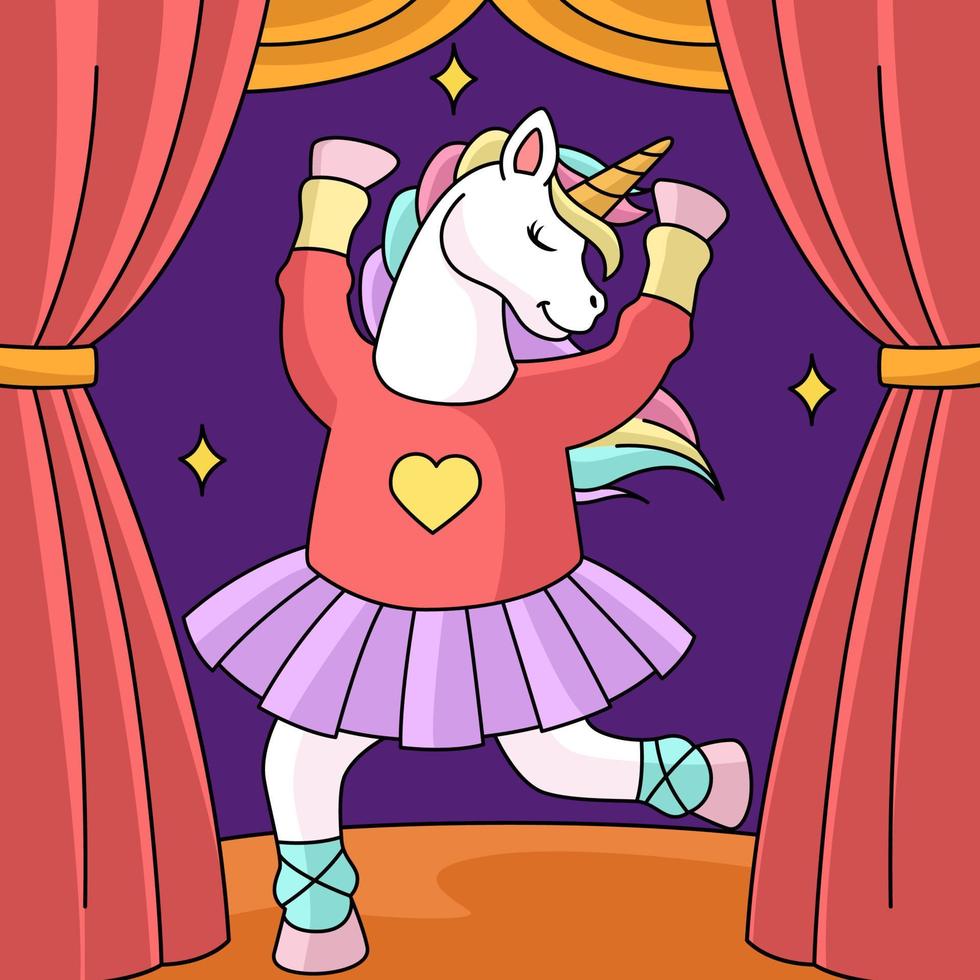 eenhoorn ballerina dansen gekleurde cartoon vector