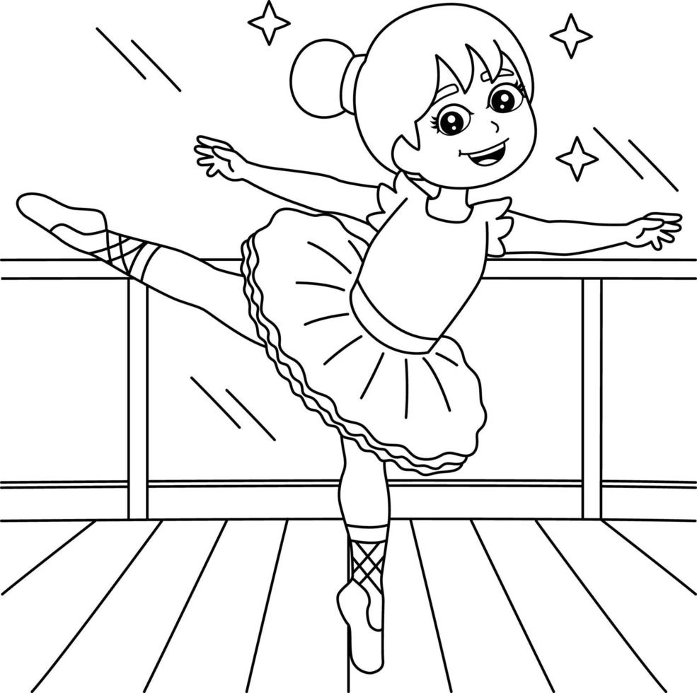 dansende ballerina meisje kleurplaat voor kinderen vector