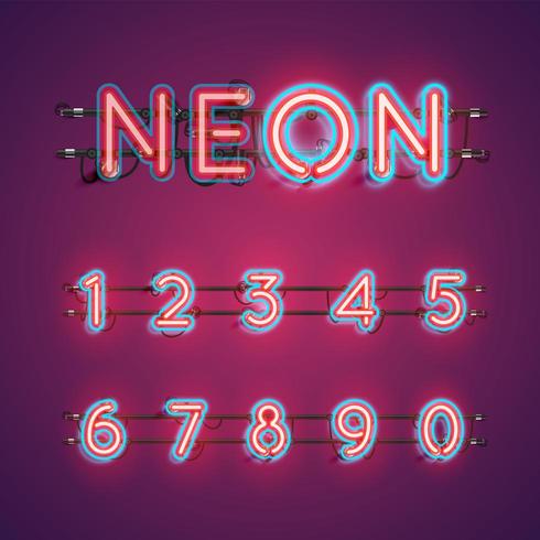 Twee gekleurde dubbele slag neon karakter set vectorillustratie vector