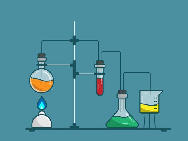 chemische laboratoriumapparatuur die wetenschap en onderwijs test vector