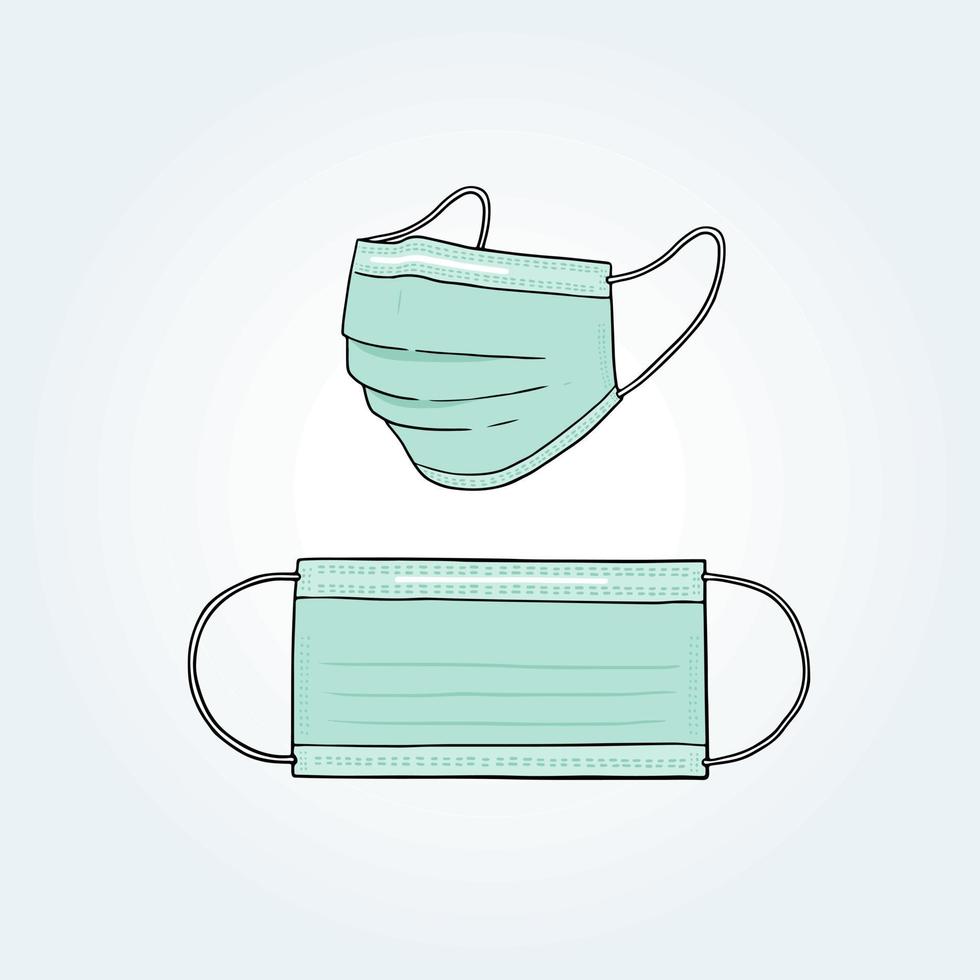 hand getekend vectorillustratie van chirurgisch masker. vector