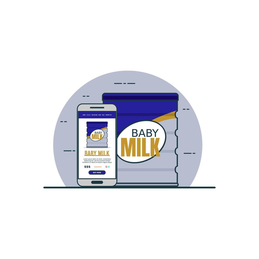 baby melk online kopen concept vectorillustratie. digitale technologie om te winkelen vector