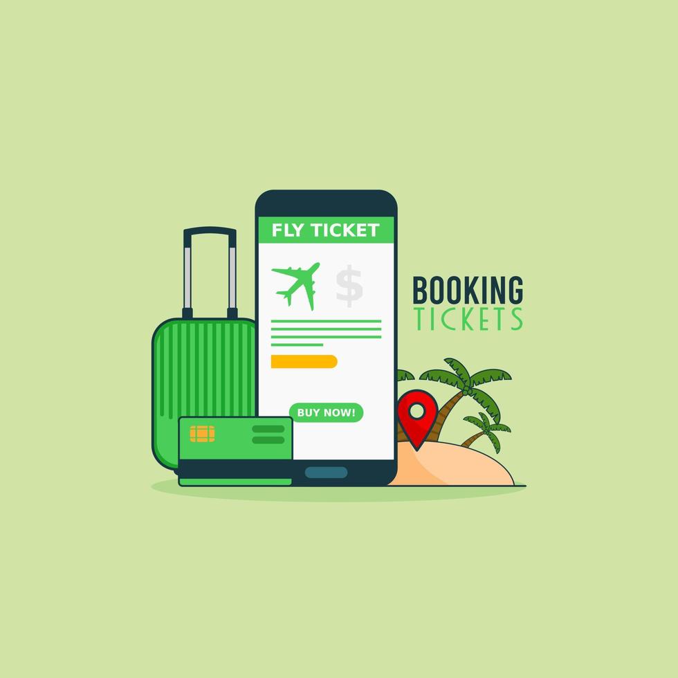 vectorillustratie online appication voor het boeken van een ticket via smartphone. vector