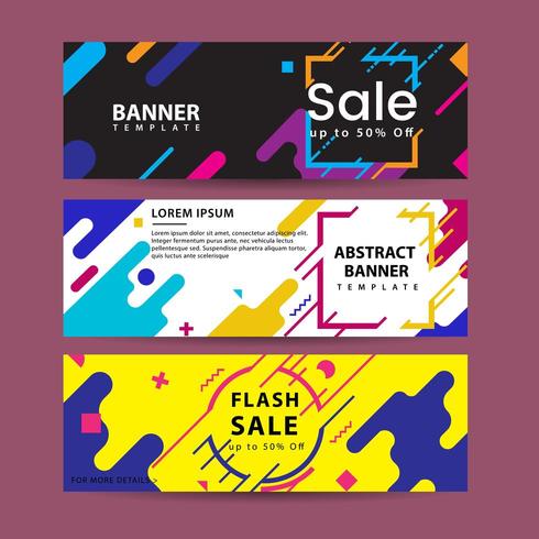 Abstracte beweging banners. Kleurrijke geometrische vormensamenstelling vector