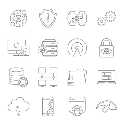 Moderne dunne lijn iconen set van digitale technologie vector