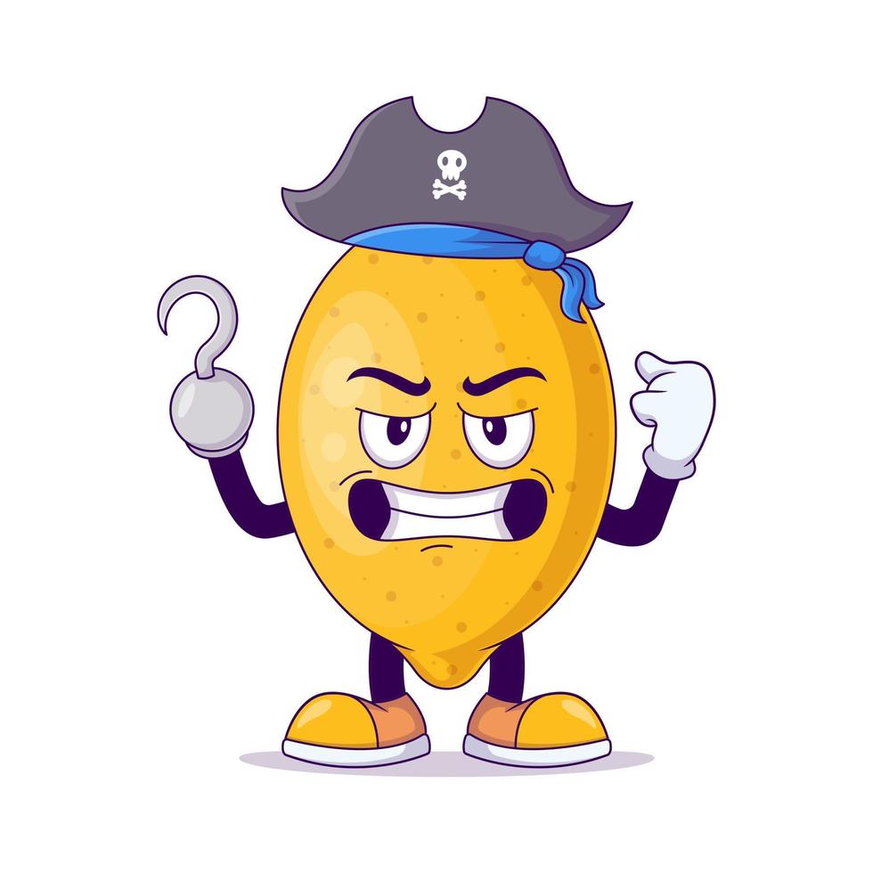 piraat citroen cartoon mascotte karakter vector