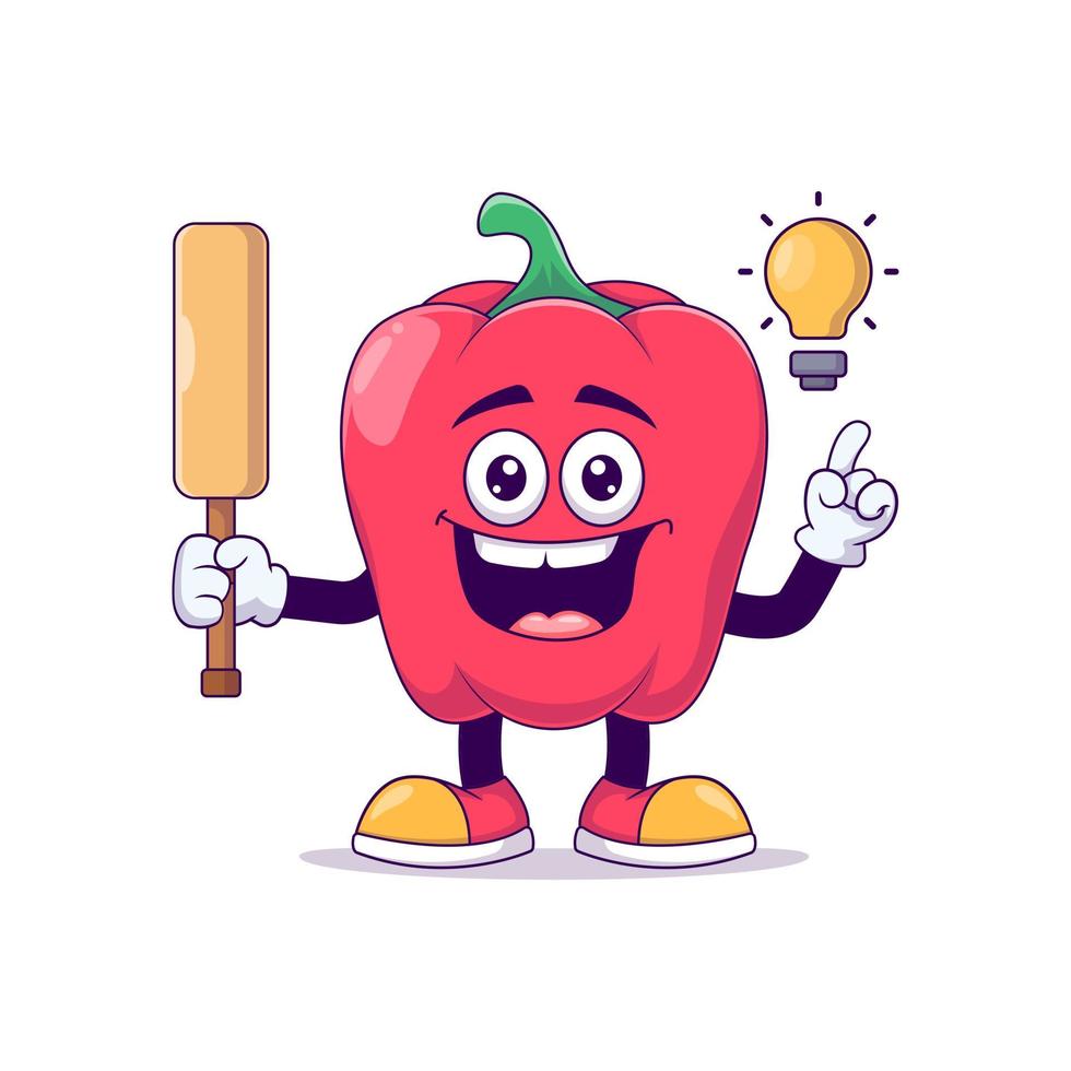 rode paprika spelen cricket cartoon mascotte vector