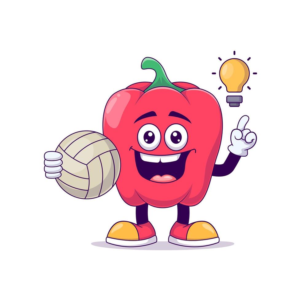 rode paprika spelen volley cartoon mascotte vector