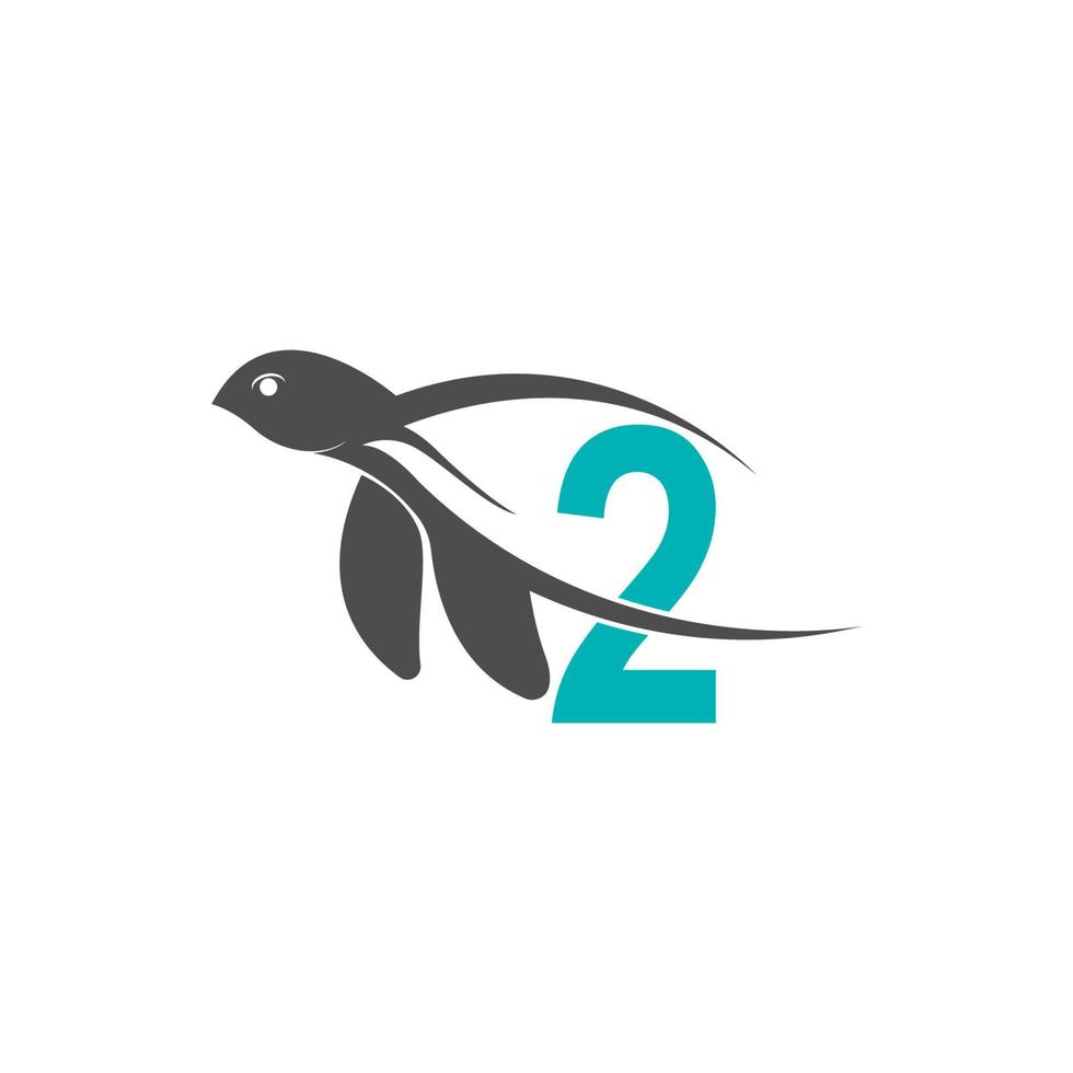 zeeschildpad icoon met nummer 3 logo ontwerp illustratie vector