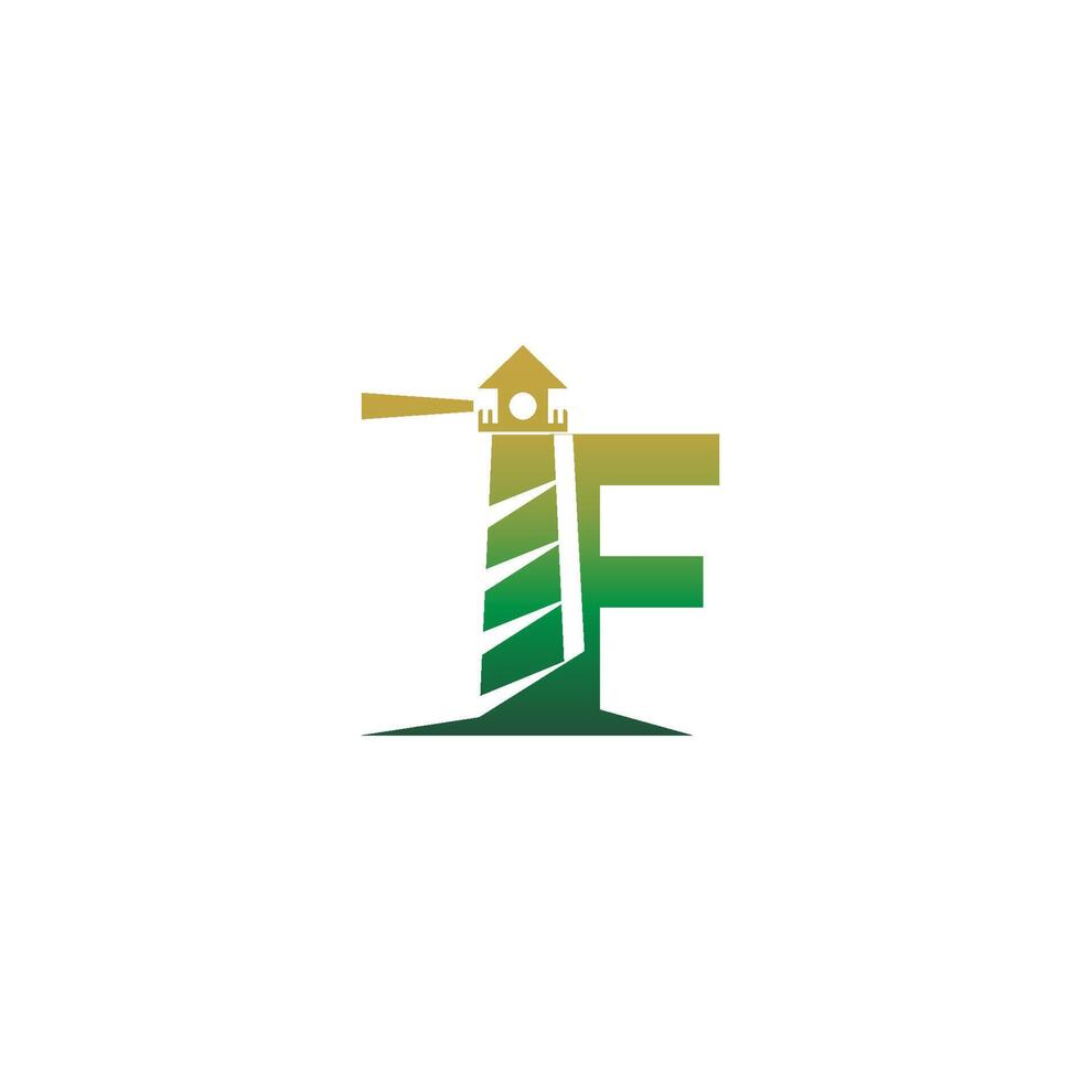 letter f met vuurtoren pictogram logo ontwerpsjabloon vector