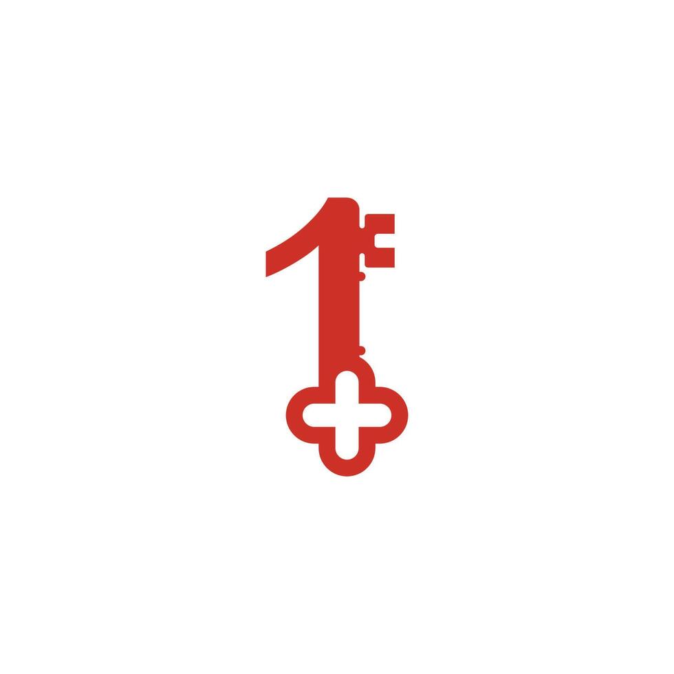 nummer 1 logo icoon met sleutel icoon ontwerp symbool sjabloon vector