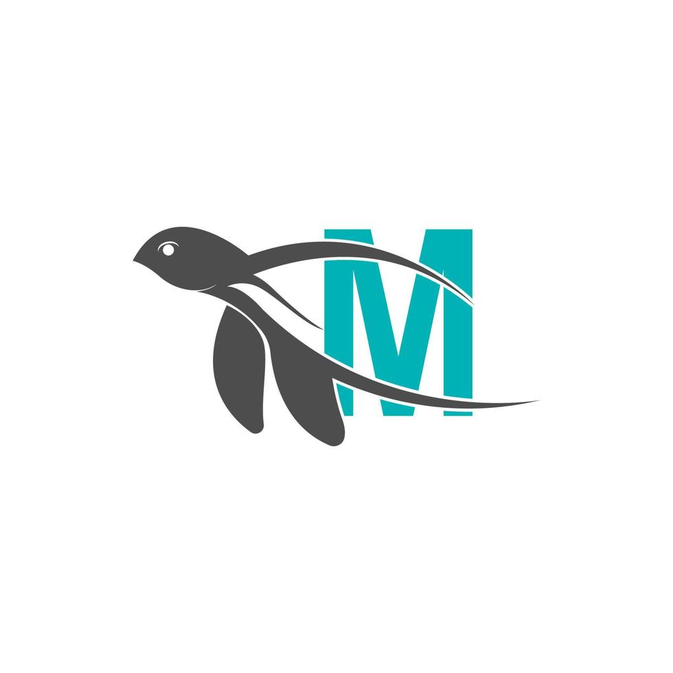 zeeschildpad icoon met letter m logo ontwerp illustratie vector