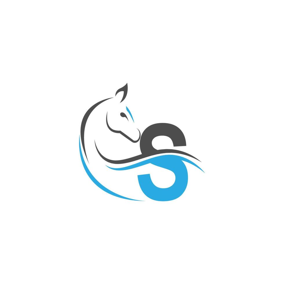 letter s pictogram logo met paard illustratie ontwerp vector