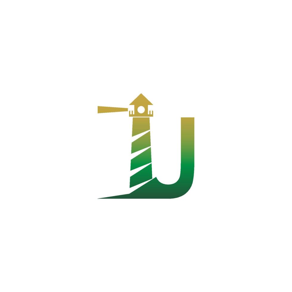 letter u met vuurtoren pictogram logo ontwerpsjabloon vector