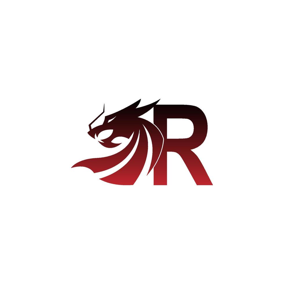 letter r logo icoon met draak ontwerp vector