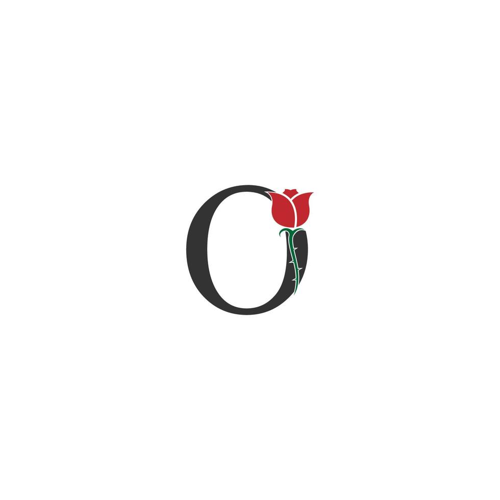 letter o logo icoon met roos ontwerp vector